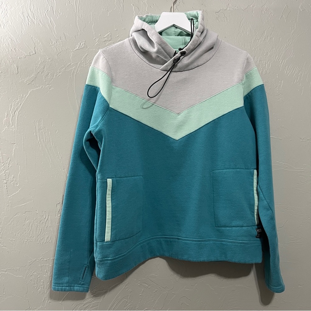 CAT Women's Hoodie Sweatshirt Workwear Shirt Size large caterpillar‎ teal blue